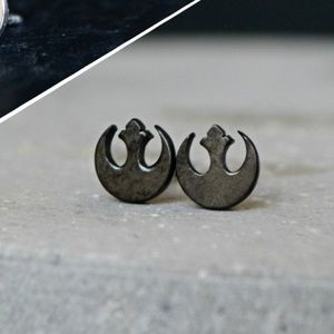 Star Wars Earrings 925 Sterling Silver Black Oxidized Rebel Alliance Jewelry